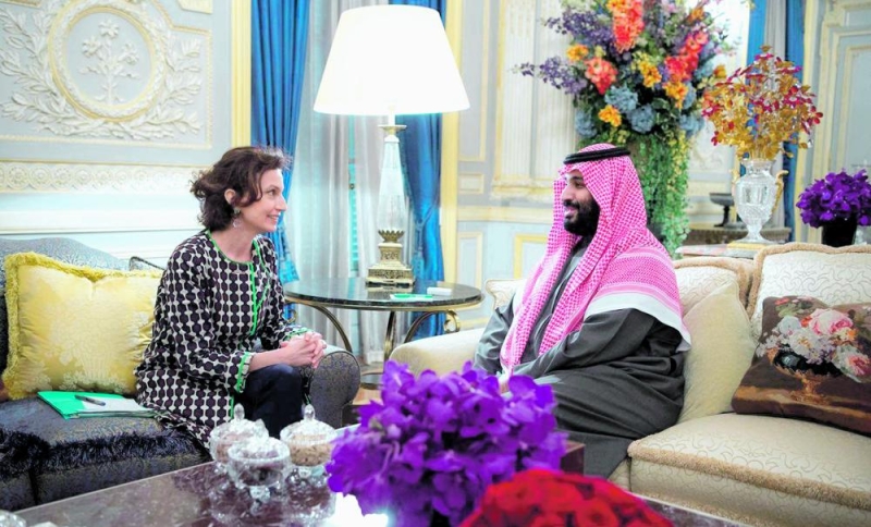 ولي العهد يستعرض مع مديرة اليونسكو المبادرات السعودية الثقافية