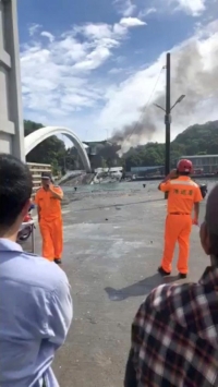 انهيار جسر في تايوان بسبب إعصار «ميتاج»