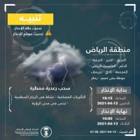 «الأرصاد»: سحب رعدية ورياح نشطة على الرياض