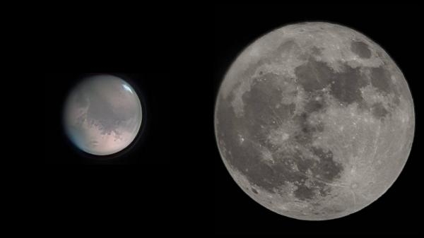القمر والمريخ يقترنان عند الغروب لمدة ساعة 