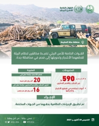 ضبط مخالفين في جدة بحوزتهما 590 م3 من الحطب والفحم 