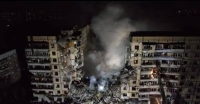 صاروخ روسي أصاب مبنى شاهقًا من 9 طوابق في دنيبرو - حساب زيلينسكي على تويتر