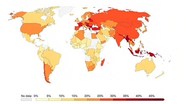 خريطة استهلاك التبغ عالميًا، الصادرة عن منظمة 
