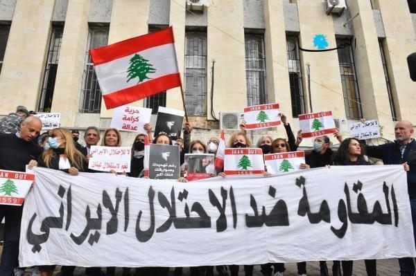 تظاهرات للبنانيون في بيروت ترفض تدخل نظام إيران في بلدهم - اليوم
