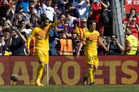 فرحة فيران توريس لاعب برشلونة بهدف الفوز