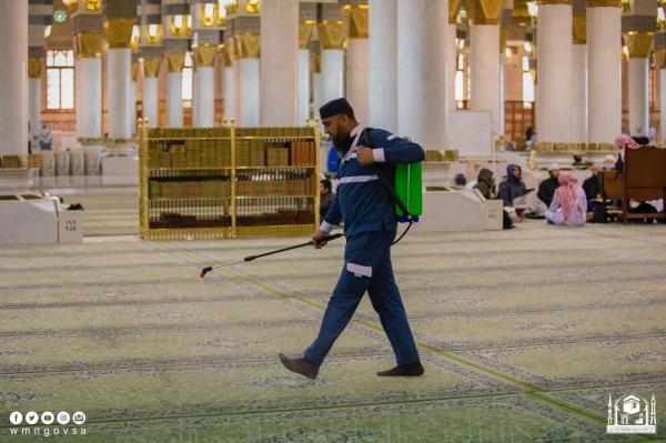 وكالة شؤون المسجد النبوي تكثّف جهود التطهير والتعقيم - موقع الرئاسة العامة 