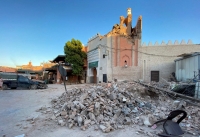 منظر يظهر الأضرار التي لحقت بمسجد قديم في مدينة مراكش التاريخية في أعقاب زلزال المغرب - رويترز