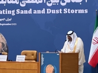 د. أيمن غلام يلقي كلمة المملكة في مؤتمر مكافحة العواصف الرملية والترابية - حساب المركز الوطني للأرصاد على إكس