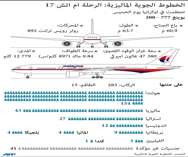 بيانات حول الطائرة الماليزية التي سقطت بالأمس (أ ف ب ) 