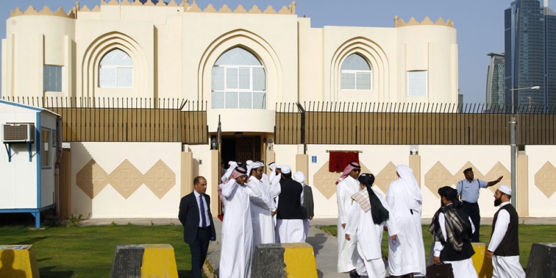 مقر تنظيم طالبان الإرهابي في الدوحة (أ ف ب)