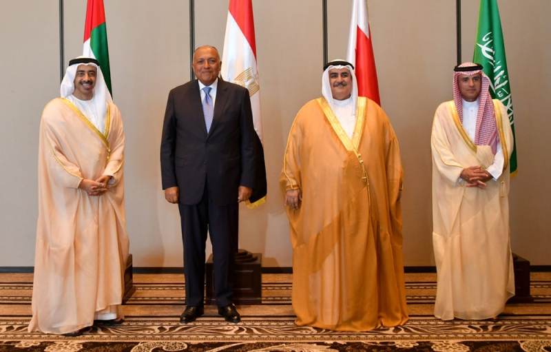 وزراء خارجية الدول الأربع بعد انتهاء اجتماع المنامة (بنا)