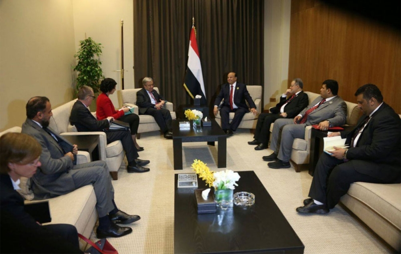الرئيس اليمني يدعو الأمم المتحدة للقيام بدورها في تنفيذ ‏القرارات الدولية ضد الانقلابيين
