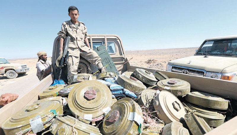 نقل كمية من الألغام نزعت من الأراضي اليمنية