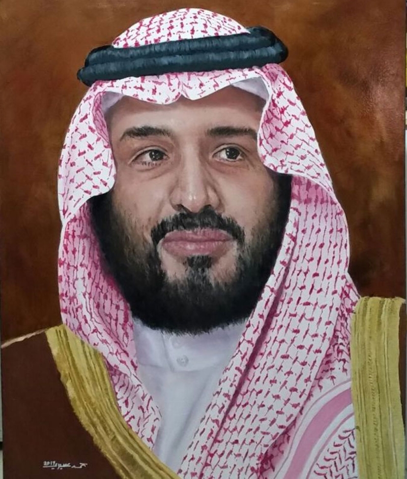 الأمير محمد بن سلمان بريشة الفنان التشكيلي محمد عسيري