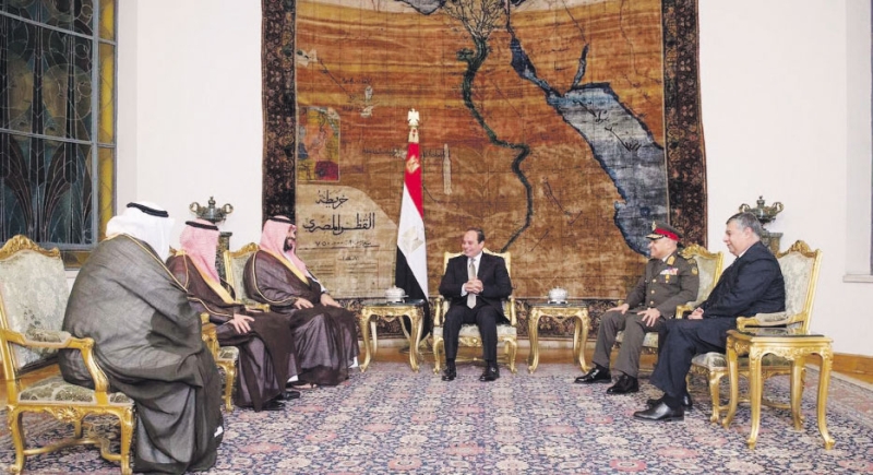 الرئيس المصري خلال استقباله الأمير محمد بن سلمان في القاهرة	واس
