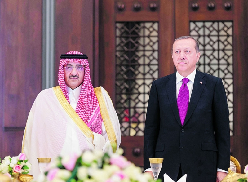 الرئيس أردوغان وولي العهد خلال اللقاء