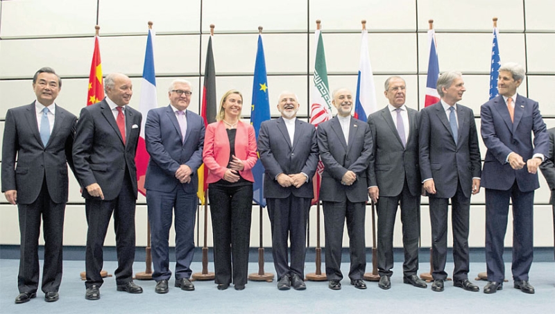وزراء الخارجية بعد إعلان الاتفاق في فيينا، أمس
