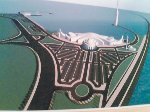  نموذج لتصميم مركز الملك عبدالله الثقافي، الذي يفترض تنفيذه على واجهة الدمام البحرية ( اليوم)