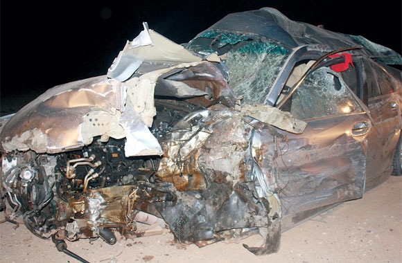 السيارة بعد حادث التصادم (تصوير: حمود الحربي)