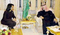 الملك عبدالله مستقبلا وزيرة الخارجية الأمريكية في الجنادرية