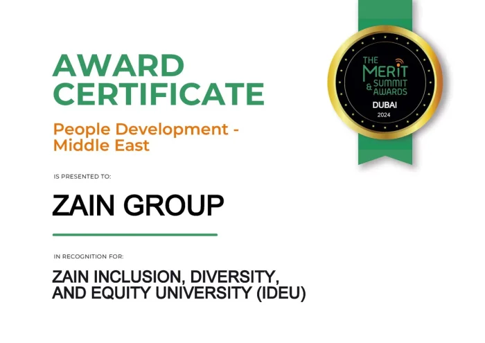 <b>Zain’s Inclusion, Diversity & Equity University recognized as ‘Best People Development’ program at MERIT Summit Awards</b>