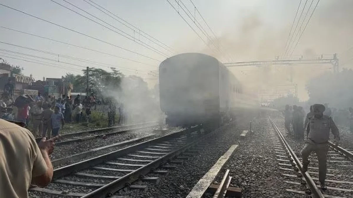 Woman injured as train catches fire in north India