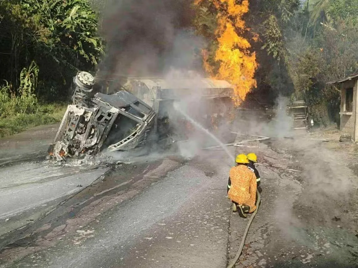 1 dead, 5 injured as truck catches fire in Philippines