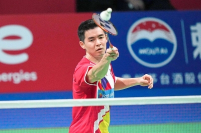 找回状态的詹俊为,挺进赛莫迪国际羽球赛8强。-法新社- 找回状态的詹俊为,挺进赛莫迪国际羽球赛8强。-法新社-