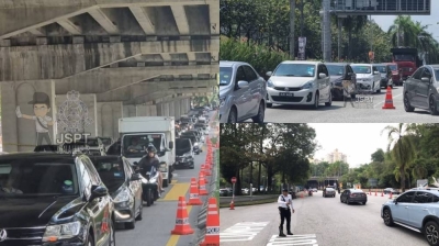 吉隆坡武吉加里尔国家体育场周围路段出现长长的车龙。-图摘自JSPT KL脸书/精彩大马制图- 吉隆坡武吉加里尔国家体育场周围路段出现长长的车龙。-图摘自JSPT KL脸书/精彩大马制图-