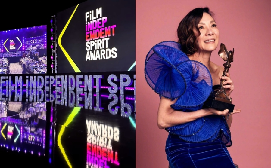 杨紫琼(右)再次凭借《妈的多重宇宙》荣获独立精神电影奖最佳主角。-图摘自ig @michelleyeoh_official/filmindependent- 杨紫琼(右)再次凭借《妈的多重宇宙》荣获独立精神电影奖最佳主角。-图摘自ig @michelleyeoh_official/filmindependent-