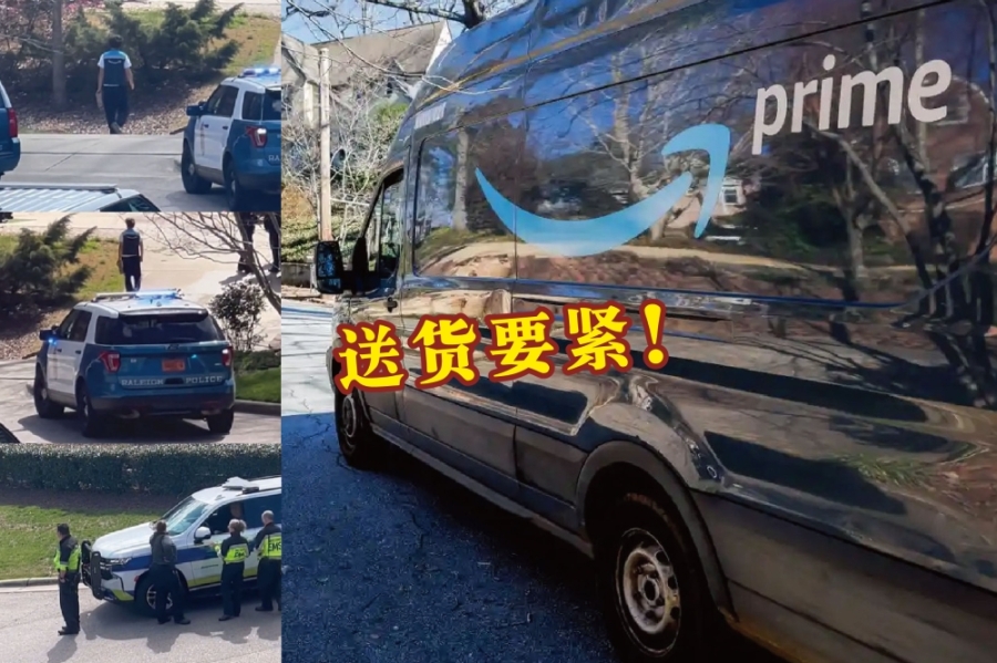 美国一名快递员却闯入封锁线,使命必达坚持把包裹送达枪战现场,过程更被附近住户拍下分享到TikTok,引起网民热议。-截自视频、摘自网络、精彩大马制图- 美国一名快递员却闯入封锁线,使命必达坚持把包裹送达枪战现场,过程更被附近住户拍下分享到TikTok,引起网民热议。-截自视频、摘自网络、精彩大马制图-