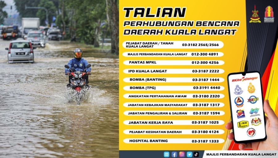 最近频频大雨,瓜拉冷岳县的民众记得记下救援电话。-Ahmad Zamzahuri摄/图摘自瓜拉冷岳市议会脸书- 最近频频大雨,瓜拉冷岳县的民众记得记下救援电话。-Ahmad Zamzahuri摄/图摘自瓜拉冷岳市议会脸书-
