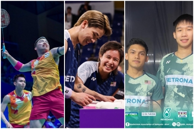 左起我国头号男双谢定峰/苏伟译、头号混双陈堂杰/杜依蔚以及男双新星钟鸿健/海卡,在今年都打下亮眼战绩。-精彩大马制图- 左起我国头号男双谢定峰/苏伟译、头号混双陈堂杰/杜依蔚以及男双新星钟鸿健/海卡,在今年都打下亮眼战绩。-精彩大马制图-