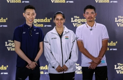 李宗伟(左起)、赛娜内娃和林丹一同出席“王者之志“发布会。-马新社- 李宗伟(左起)、赛娜内娃和林丹一同出席“王者之志“发布会。-马新社-