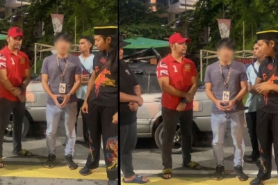 一名男子因评论KK超市售卖“真主袜”事件,尽管已经道歉,但较后被警方逮捕。-图截自视频- 一名男子因评论KK超市售卖“真主袜”事件,尽管已经道歉,但较后被警方逮捕。-图截自视频-