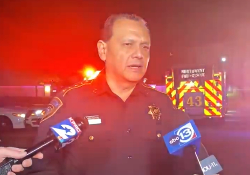 Sheriff Harris Ed Gonzalez speaks to the press after the incident.  /twitter.