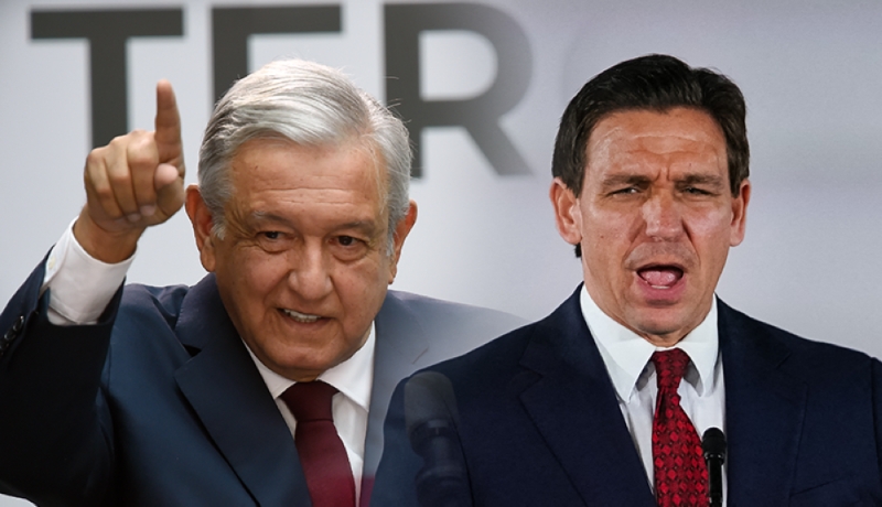 Mexican President Andrés Manuel Lopez Obrador and Florida Governor Ron DeSantis.  AFP