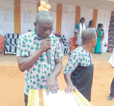 Aimé Prosper Bauha, vice-président de la Mutuelle de développement de N'Zissiessou, lors de son discours. (Ph: Dr)