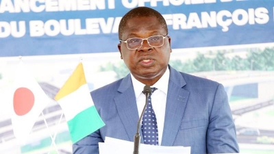 Amedé Kouakou, ministre de l’Équipement et de l’Entretien routier a expliqué l’importance de ces trois échangeurs pour la fluidité de la circulation à Abidjan. (Ph: Sébastien Kouassi)