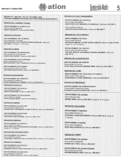 Souspréfets, secrétaires généraux , préfets de Département et de