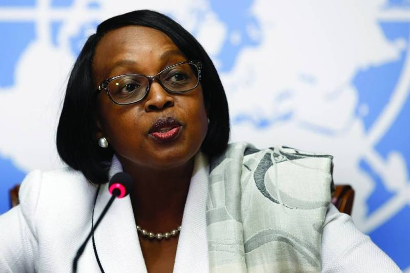 Matshidiso Moeti, newly named as Regional Director for  World Health Organization, WHO's Africa Region, speaks to the media, during a press conference, at the European headquarters of the United Nations in Geneva, Switzerland, Tuesday, Jan.  27, 2015.  (AP Photo/Keystone,Salvatore Di Nolfi)