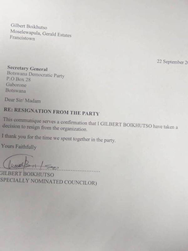 resignation letter