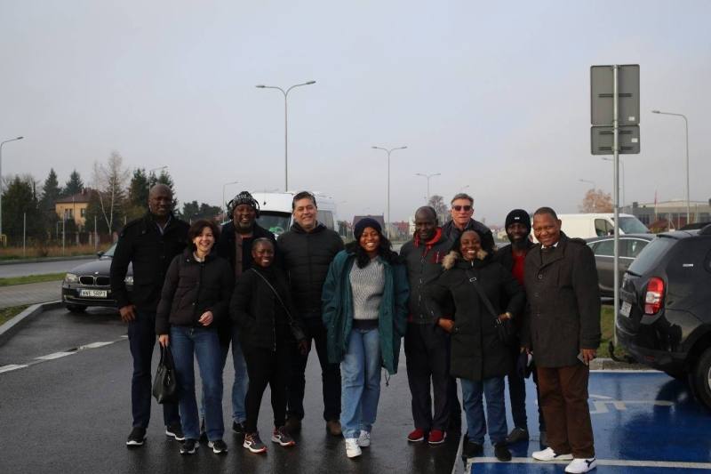 ON THE ROAD TO KYIV: The Midweek Sun's journalist Ernest Moloi (far right) is seen here with the group of African journalists as they stopped for a short break
