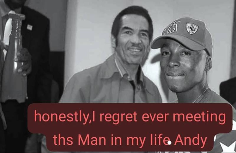 Andrew Keatlholetswe with Khama.