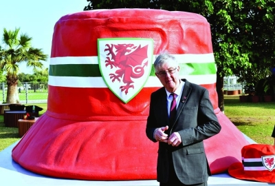 The First Minister of Wales Mark Drakeford at the red hat installation. PICTURES: Thajudheen.