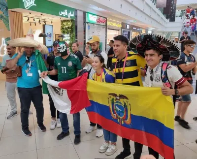 Mexican and Ecuadorian supporters gather at a mall in Doha. PICTURES: Joey Aguilar