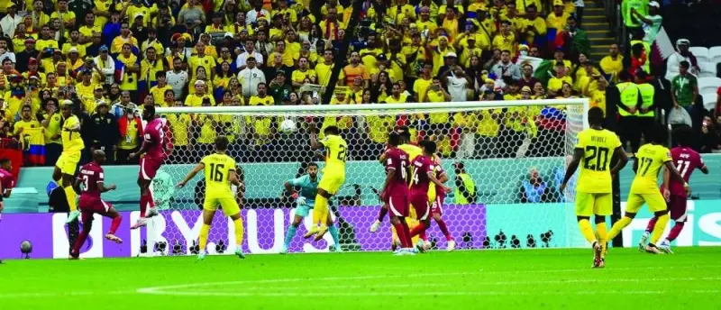 Qatar and Ecuador players in action during their FIFA World Cup Group A match at Al Bayt Stadium in Al Khor. PICTURE: Shaji Kayamkulam
