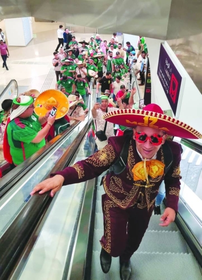 Doha Metro stations witnessed Mexicans singing and dancing while disembarking. PICTURE: Joey Aguilar