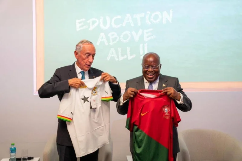 Following their comments, Portugal President Marcelo Rebelo de Sousa and Ghana&#039;s President Nana Akufo-Addo exchanged jerseys at an event hosted by Education Above All (EAA) Foundation inside the FIFA Fan Festival.
