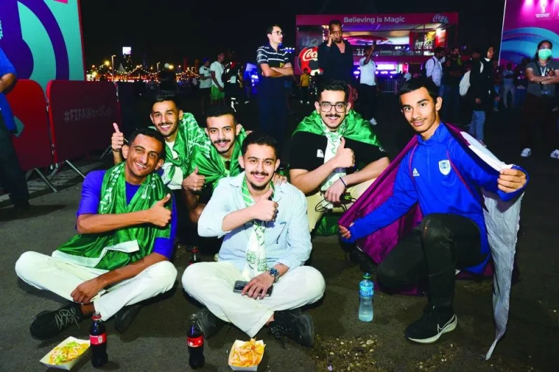 Saudi fans during the Corniche celebrations. PICTURE: Shaji Kayamkulam